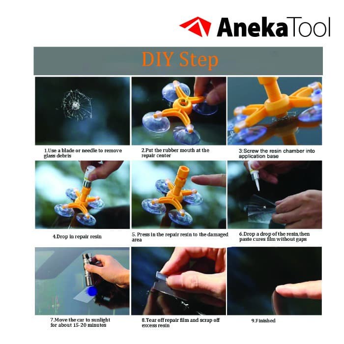 AnekaTool Alat Tambal Kaca Mobil Retak Windshield Repair Kit