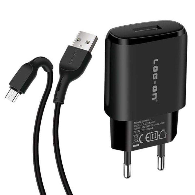 CHARGER - TC LOG ON LO-C32 POWER CHARGER NANO 1.5A MICRO USB FULL SPEED