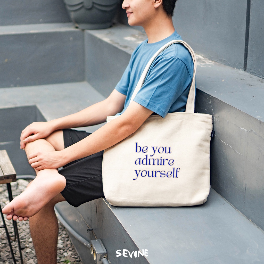 Sevine Tote Bag Kanvas Emily Resleting Kantong Tas Laptop Wanita Kuliah Sekolah Totebag Kerja Quotes Vintage Aesthetic - VU