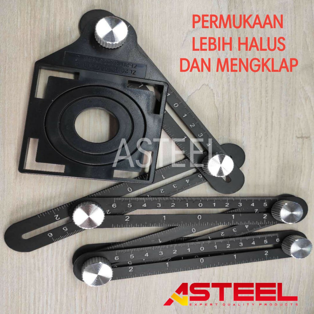 ASTEEL Penggaris keramik lipat 6 sudut siku anti karat multifungisi alumunium alloy best quality