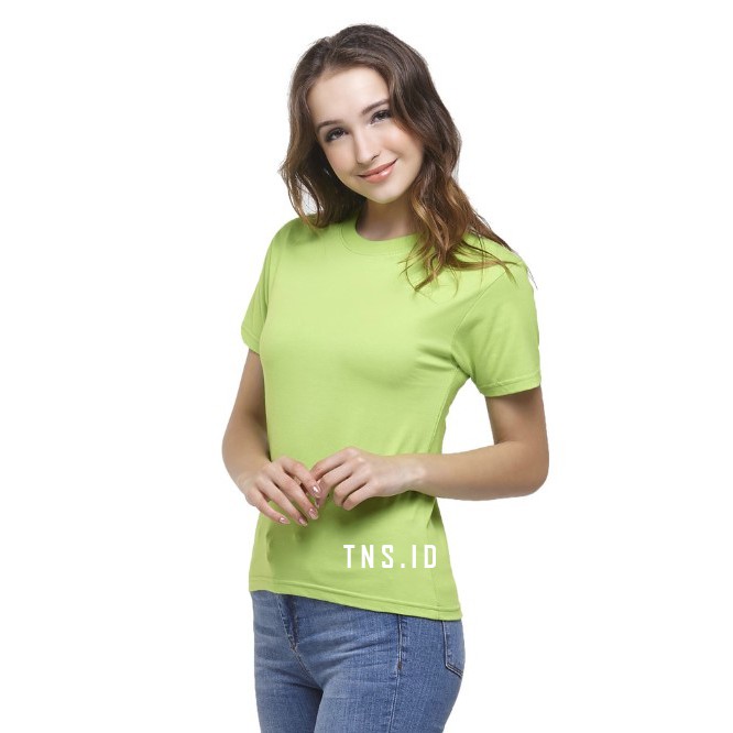  KAOS POLOS HIJAU STABILO  WANITA 100 COTTON COMBED S XXL 