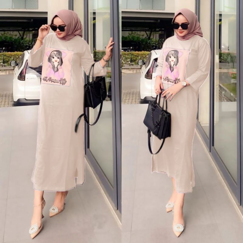 LONG DRESS ATIKA, BABYTERRY, LONG DRESS SETELAN, 2 UKURAN