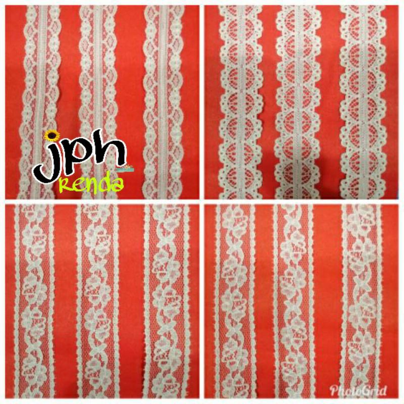 Renda air tengah putih 2-2,5cm, renda tile isi 50 yard
