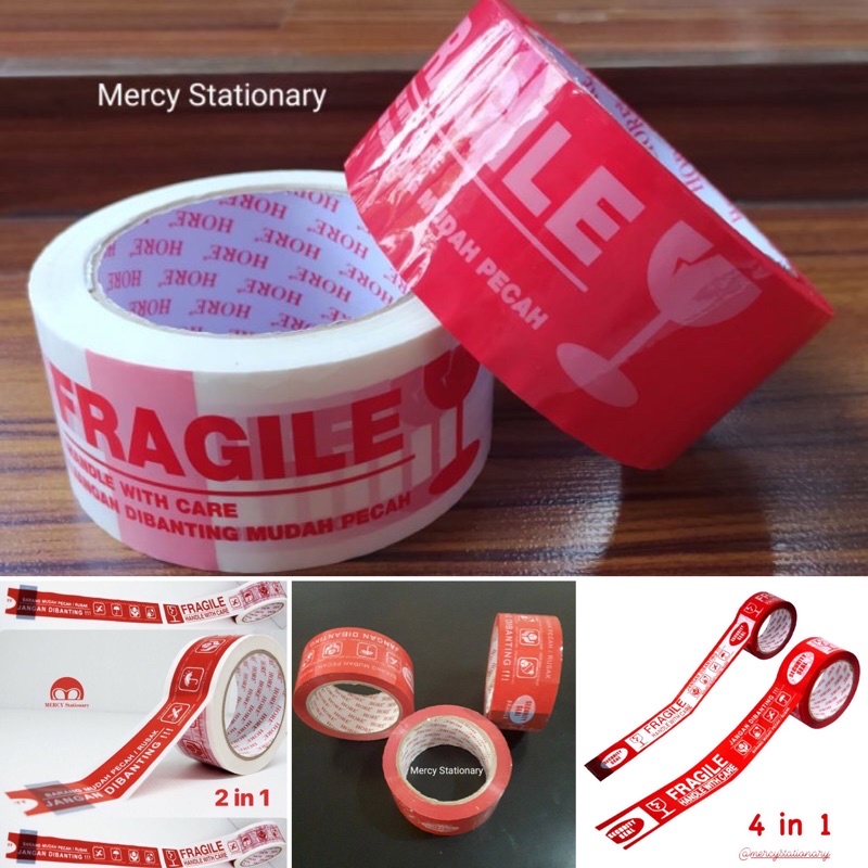 

OPP Fragile Lakban Fragile 2" 90 Yard OPP Packing Tape 48 mm Jangan Dibanting Plakban Fragile