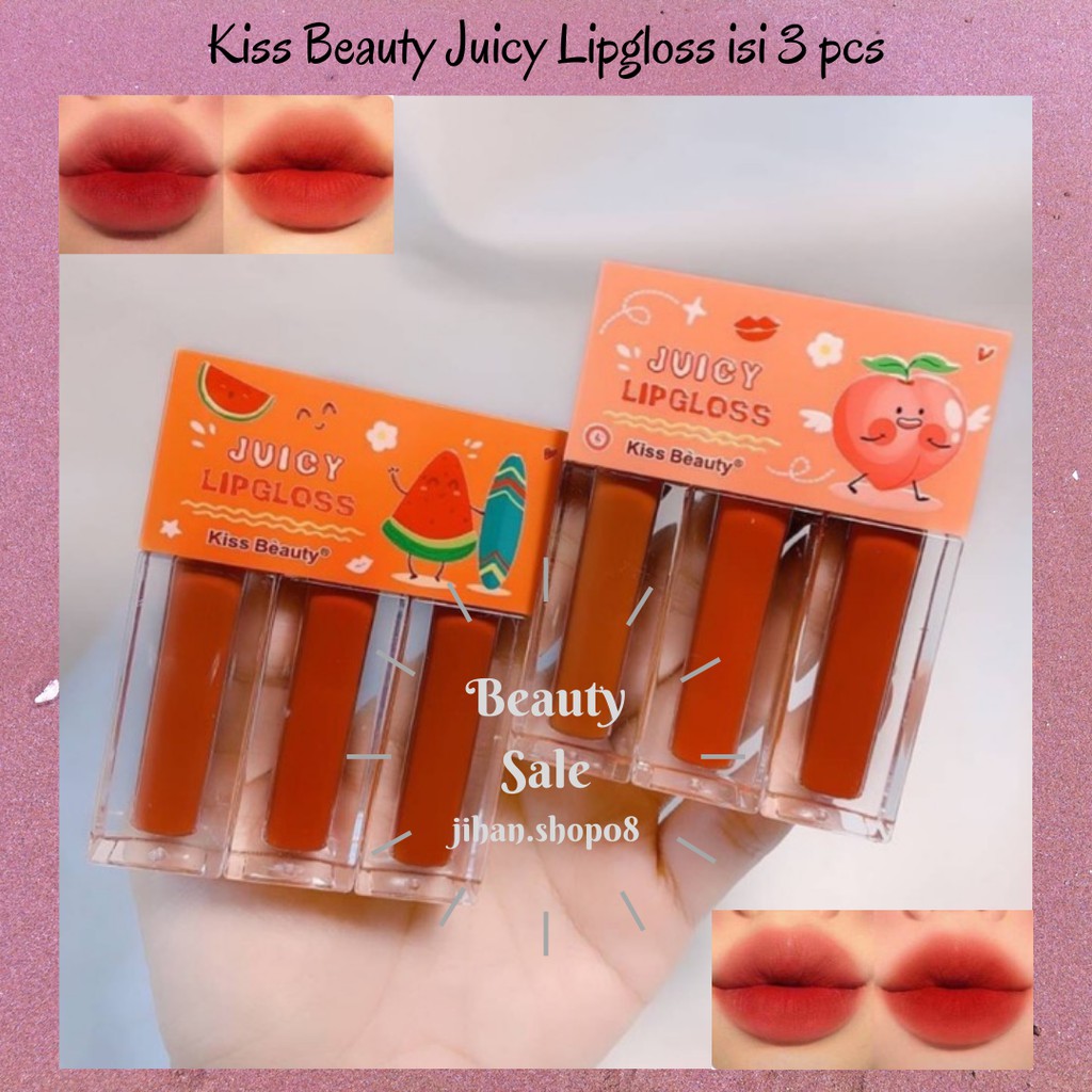 Kiss Beauty Juicy Lipgloss isi 3 pcs 3 in 1 Lip Gloss Termurah Lipgloss hits jihan.shop08