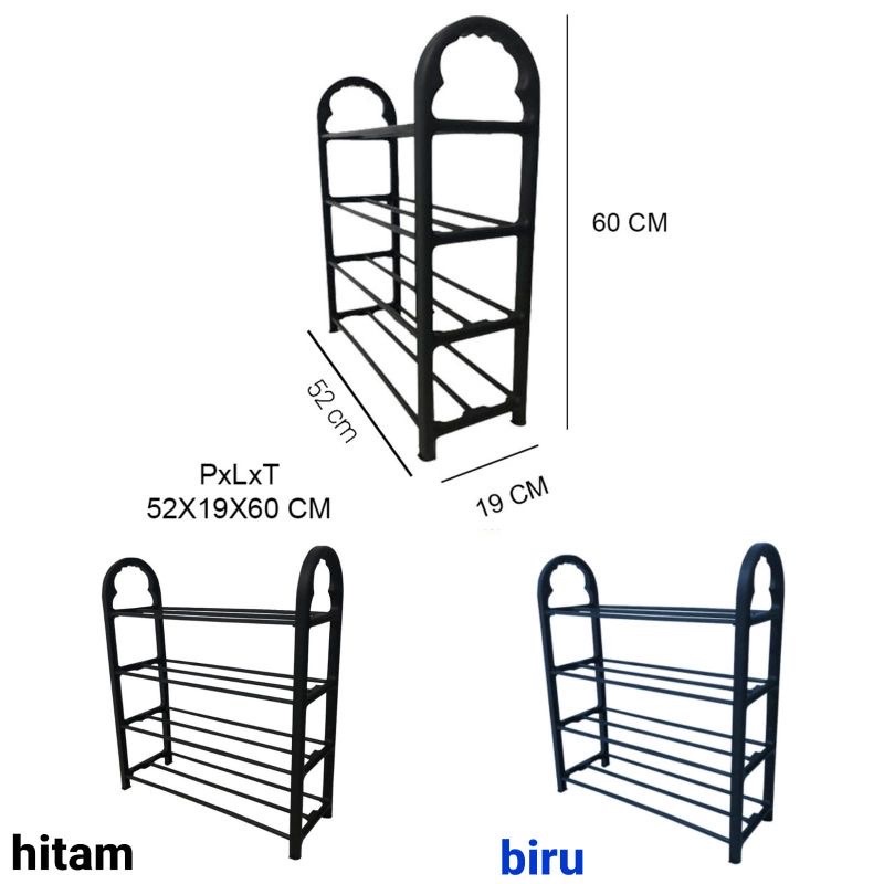 Rak Sepatu 4 Tingkat Portable Rak Sandal 4 Susun Bahan Plastik Multifungsi