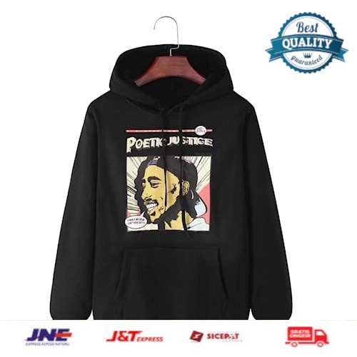 Jaket hoodie custom unisex motif Poetic Justice warna keren