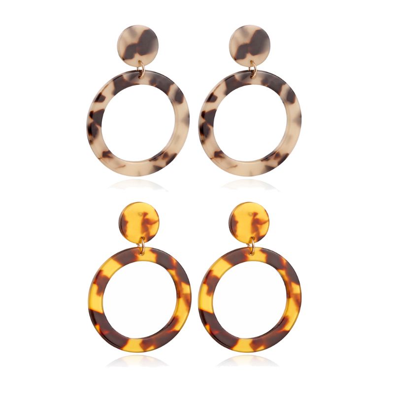 SIY  Leopard Earrings Acetate Earrings Geometric Round Brown Acrylic Drop Earrings