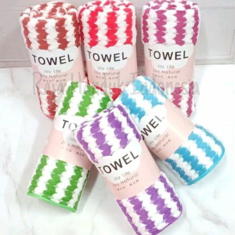 Gift - Handuk Mandi Dewasa Lembut Microfiber Motif Garis Love 70x140cm - Handuk Souvenir