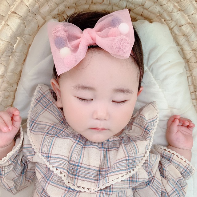 (Pimenova) bandana bayi headband , bandana bayi lembut, bandana bayi pompom