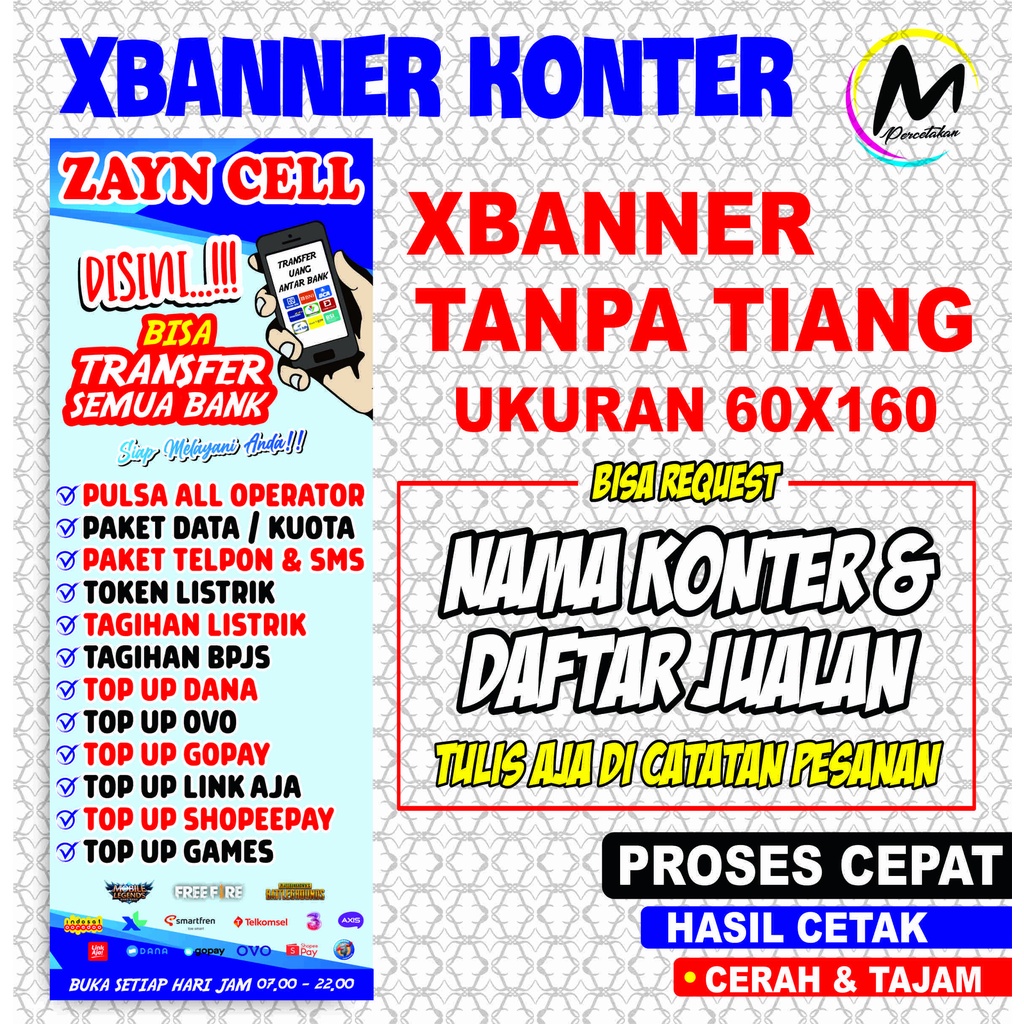 XBanner Konter / Banner Transfer / Tanpa tiang ukuran 60x160