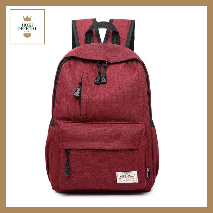 [COD] Tas Ransel Pria Wanita Kapasitas Besar Tas Warna Polos Muat Laptop Up To 16 Inch Backpack Multifungsi HokiOfficial