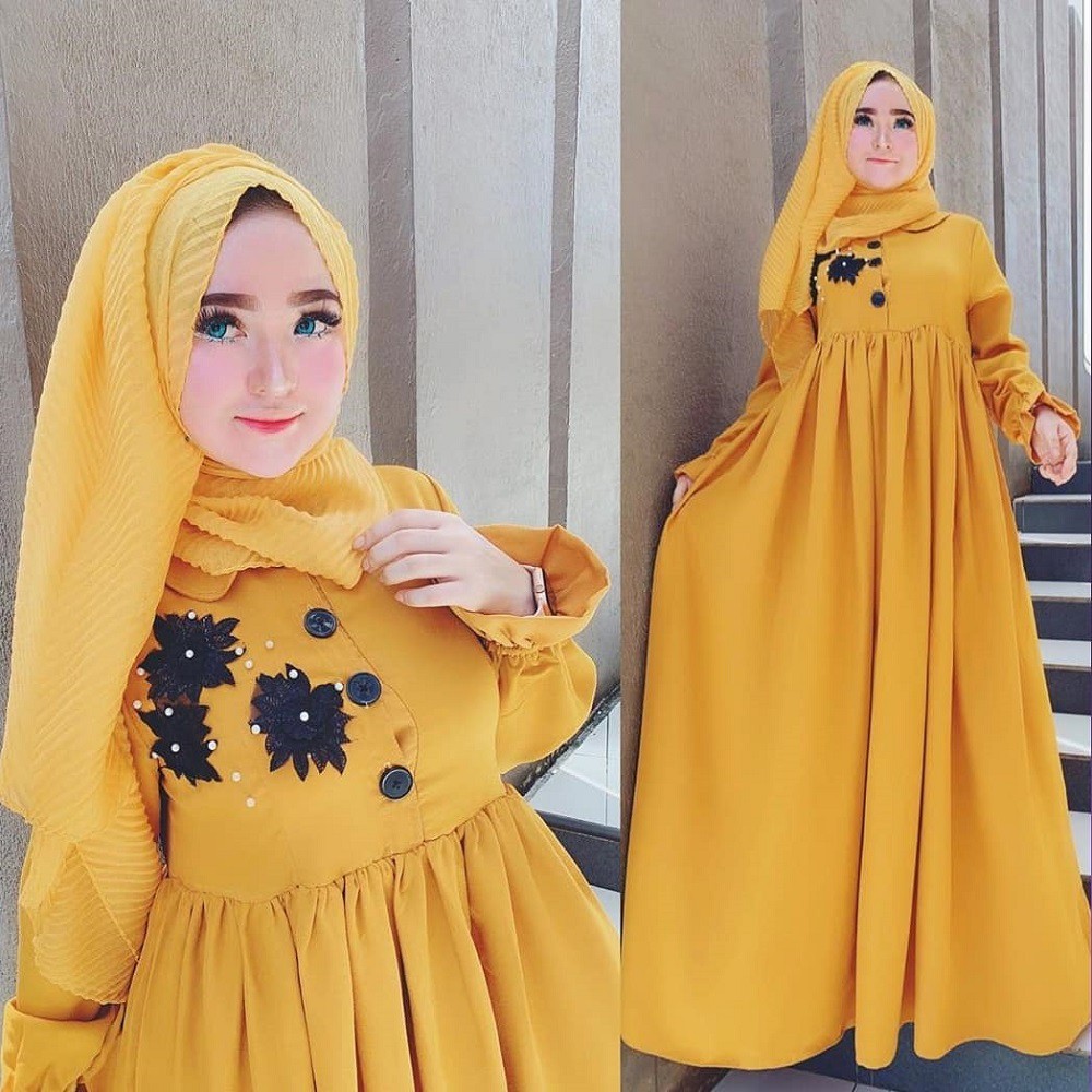 MELISA DRESS Bahan Moscrepe Pakaina Wanita Gamis Panjang Terusan Gamis Wanita Dress Mulim Terbaru