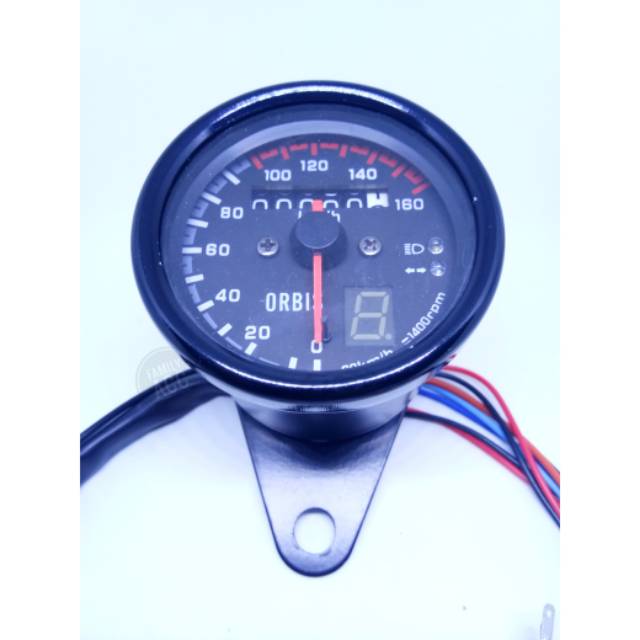 SPEEDOMETER KILOMETER CUSTOM HITAM VARIASI GEAR - GIGI LED MOTOR UNIVERSAL