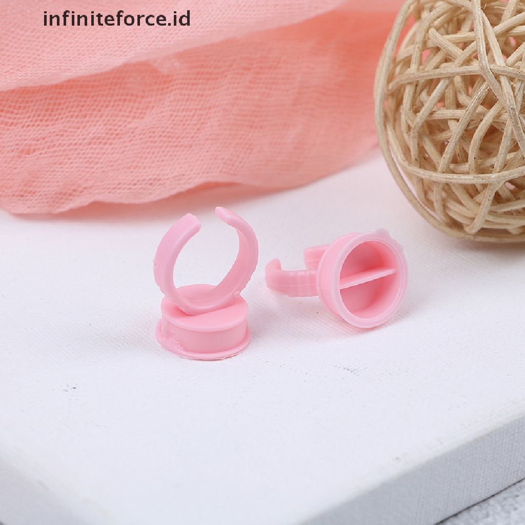 (infiniteforce.id) 100pcs / Set Cincin cup holder Tinta tattoo Permanen Sekali Pakai Untuk makeup / Kosmetik