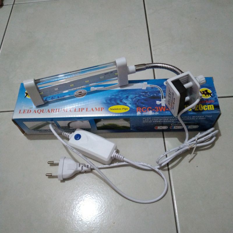 Lampu led aquarium jepit Recent 2 warna