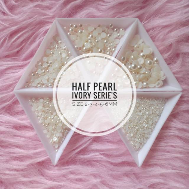Half Pearl / Mutiara Belah IVORY / PUTIH / Hiasan Kuku / Tasbih / Nail Art / Henna