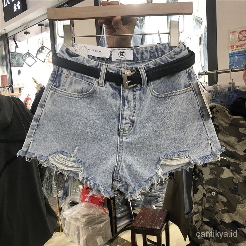 Celana jeans pendek wanita korea style hitam putih celana denim celana pendek jumbo xxxl xxxxl hot pants perempuan highwaist jens ripped kekinian short pants wanita