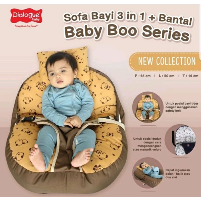 Dialogue Sofa Bayi 3in1 + Bantal Baby Boo (DGK9224) - Sofa Bayi