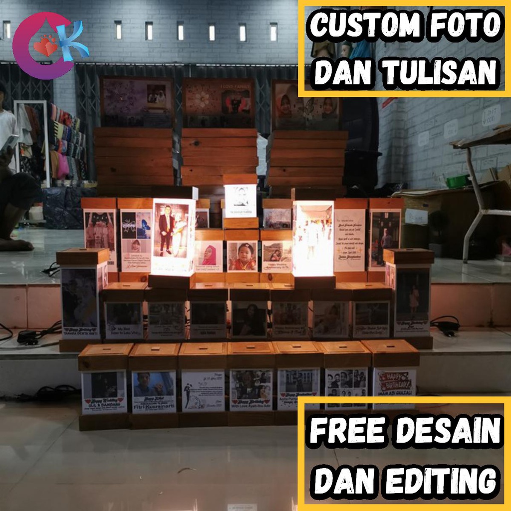 HIASAN ANNIVERSARY ANNIV PERNIKAHAN BOS KARYAWAN LAMPU TIDUR KOLASE MEWAH CUSTOM