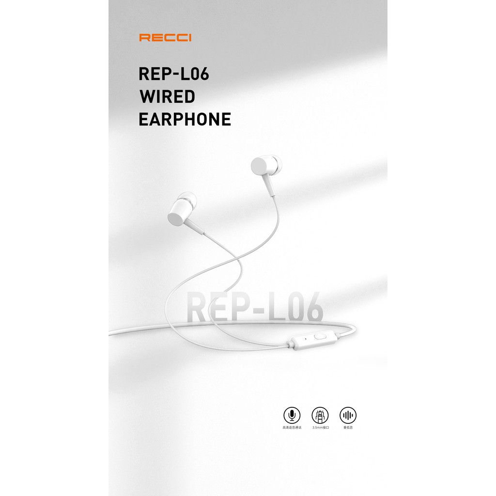 Earphone In-ear Wired REP-L06 White RECCI