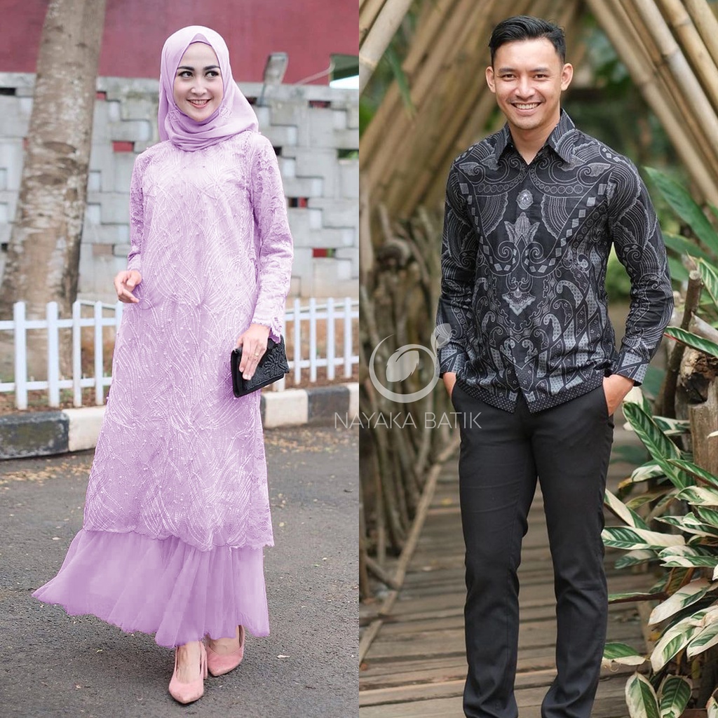 Couple Maxi Dress Arsya - Gamis Couple Kondangan - Dress Couple Brokat - Couple Gamis Muslim Spesial Lebaran - Maxi Couple Murah