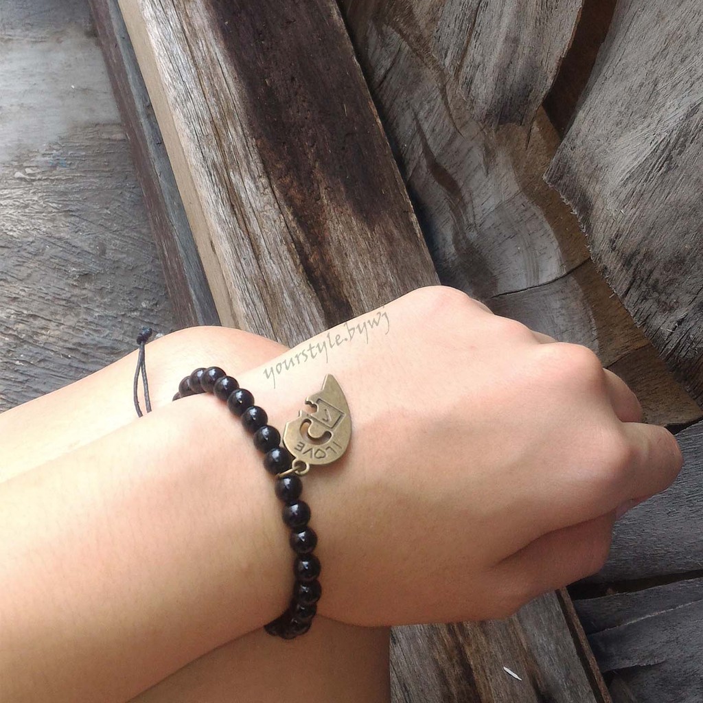 GELANG COUPLE MOTE HITAM LOVE PUZZLE