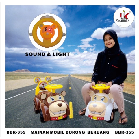 MAINAN ANAK MOBIL DORONG KARAKTER BERUANG SOUND LIGHT MOBIL DUDUK ANAK BBR 355