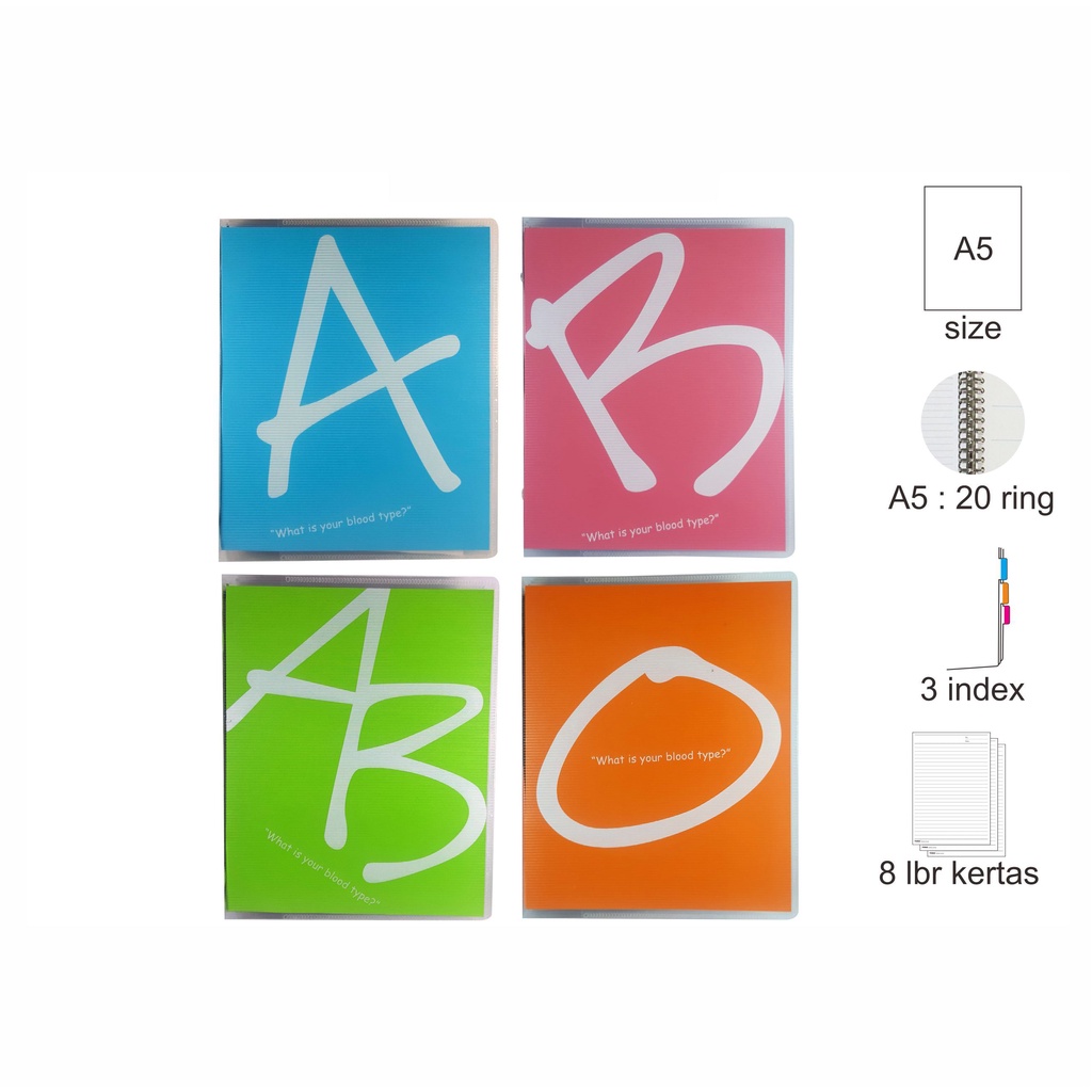 

Binder File A5 Motif BLOOD TYPE / File Binder / Binder Note / Buku Catatan Binder TOMEX