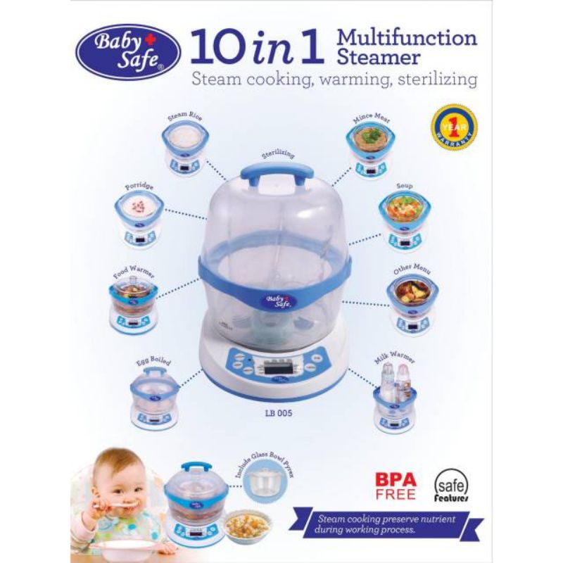 Baby Food Maker Baby safe - Alat MPASI Anak - Steamer Baby Safe 10 in 1 Steamer Bayi