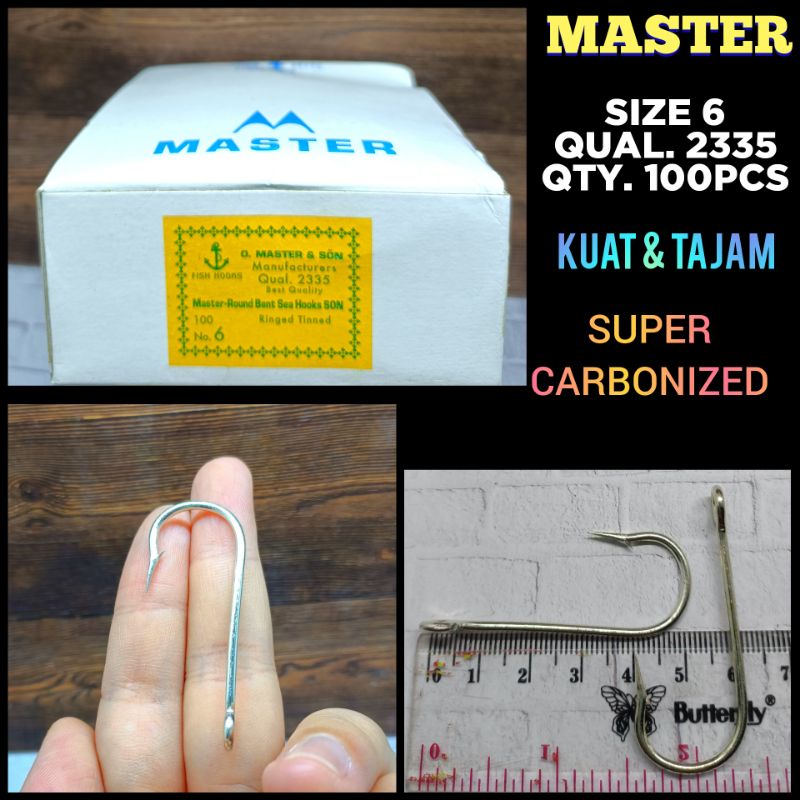 MASTER ANCHOR BRAND SIZE 6 QUAL.2335 QTY.100PC KAIL PANCING CAP JANGKAR FISHING HOOK KAIL MASTER KAI