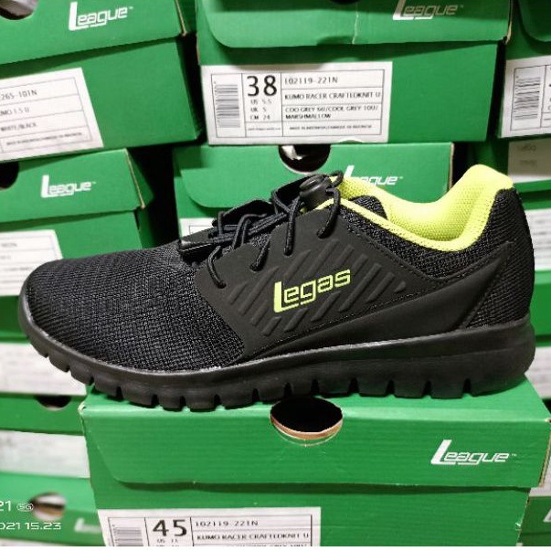 Sepatu League Legas Hitam Freedom La U Running Shoes Pria Casual Original Murah