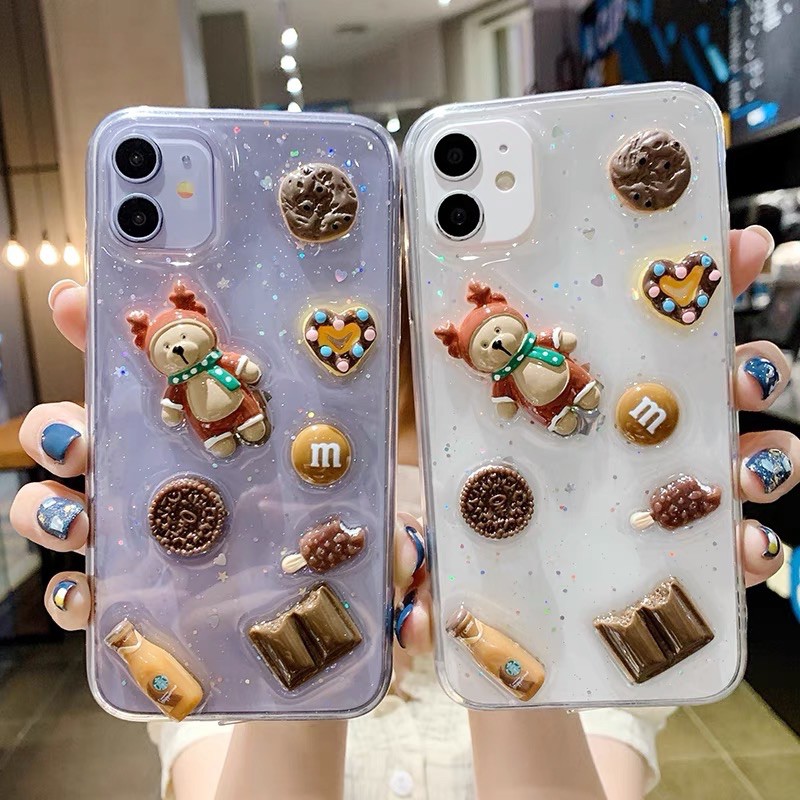 Chocolate Bear 3D Case iPhone Oppo Vivo Xiaomi Samsung Realme XT X C3 S20 A71 A51 A31 Y95 A31 Reno 3