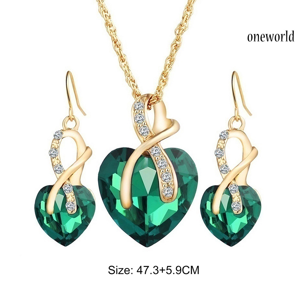 OW@ Jewelry Set Heart-Shaped Durable Alloy Necklace Earrings Jewelry Sets for Party