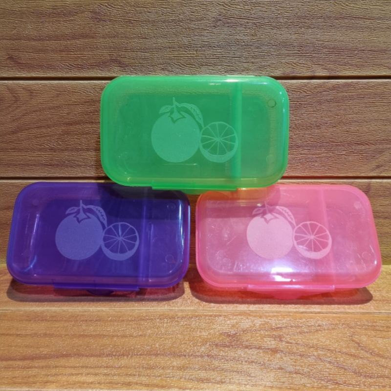 Lunch Box Pamela / Tempat Makan Sekat 2 / Lunch Box Warna Murah / Tempat Bekal