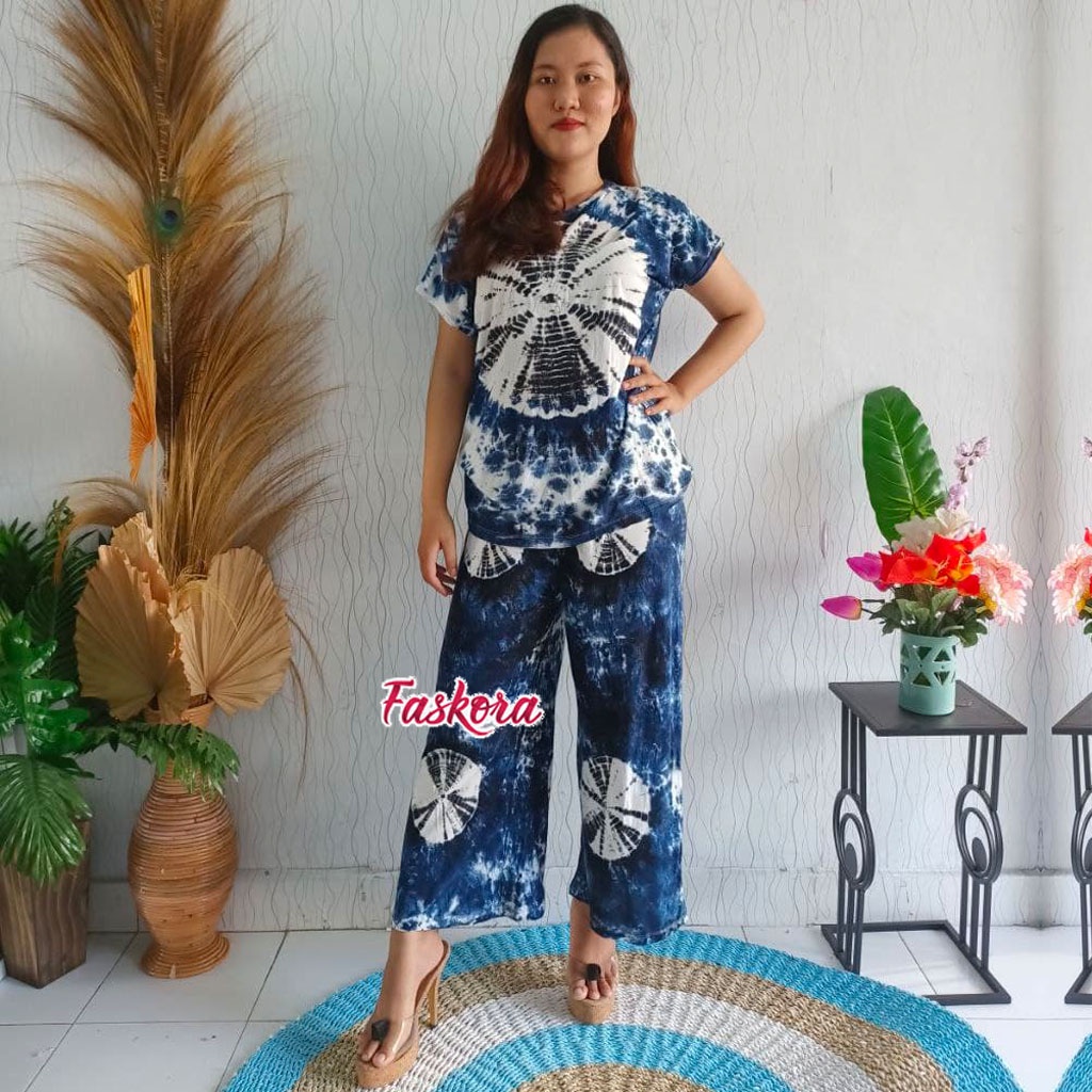 Setelan Kaos Wanita Jumbo ld 120 Kipas / Set Kaos Tie dye Wanita Jumbo / Kaos Wanita Jumbo Murah