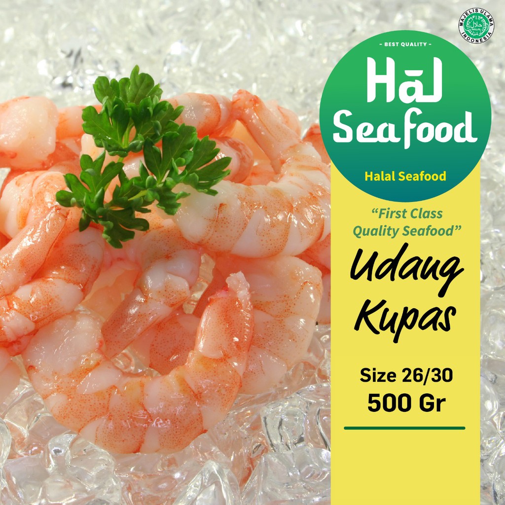 

Udang Kupas HalSeafood Size 26/30 500 Gram