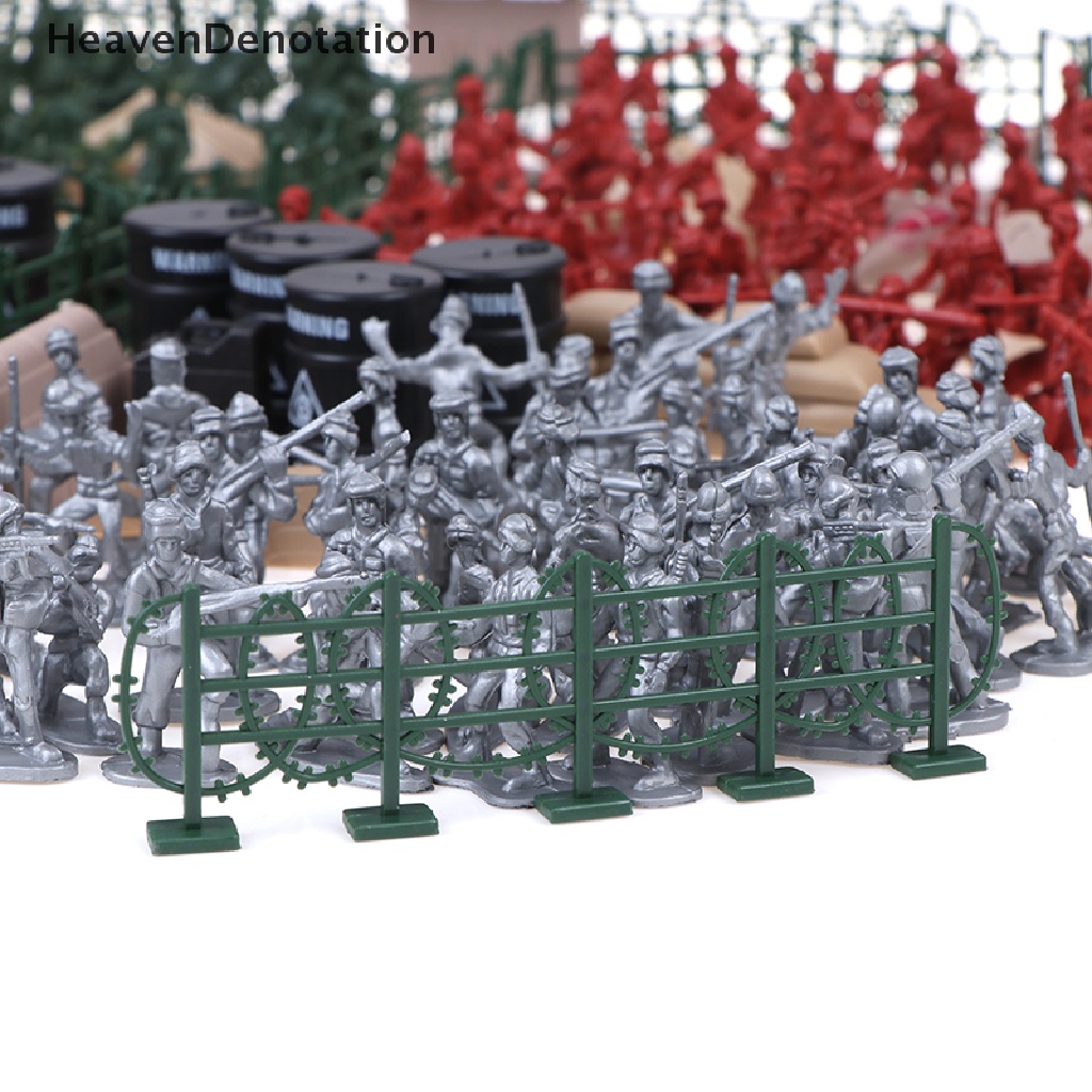 [HeavenDenotation] 260Pcs Plastic Soldier Beach Scene Model 3.5cm World War II Soldier Military Toy