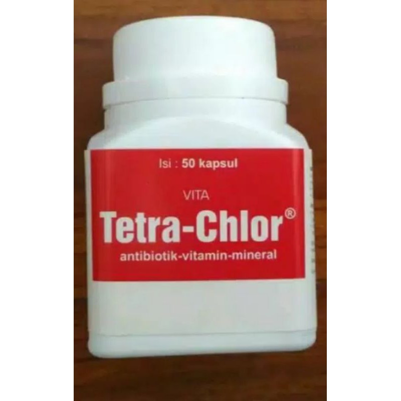 Obat snot ngorok Berak kapur untuk ayam TETRA-CHLOR 50 kapsul