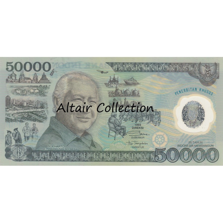 Uang Kuno 50000 Rupiah 1993 Soeharto Polymer