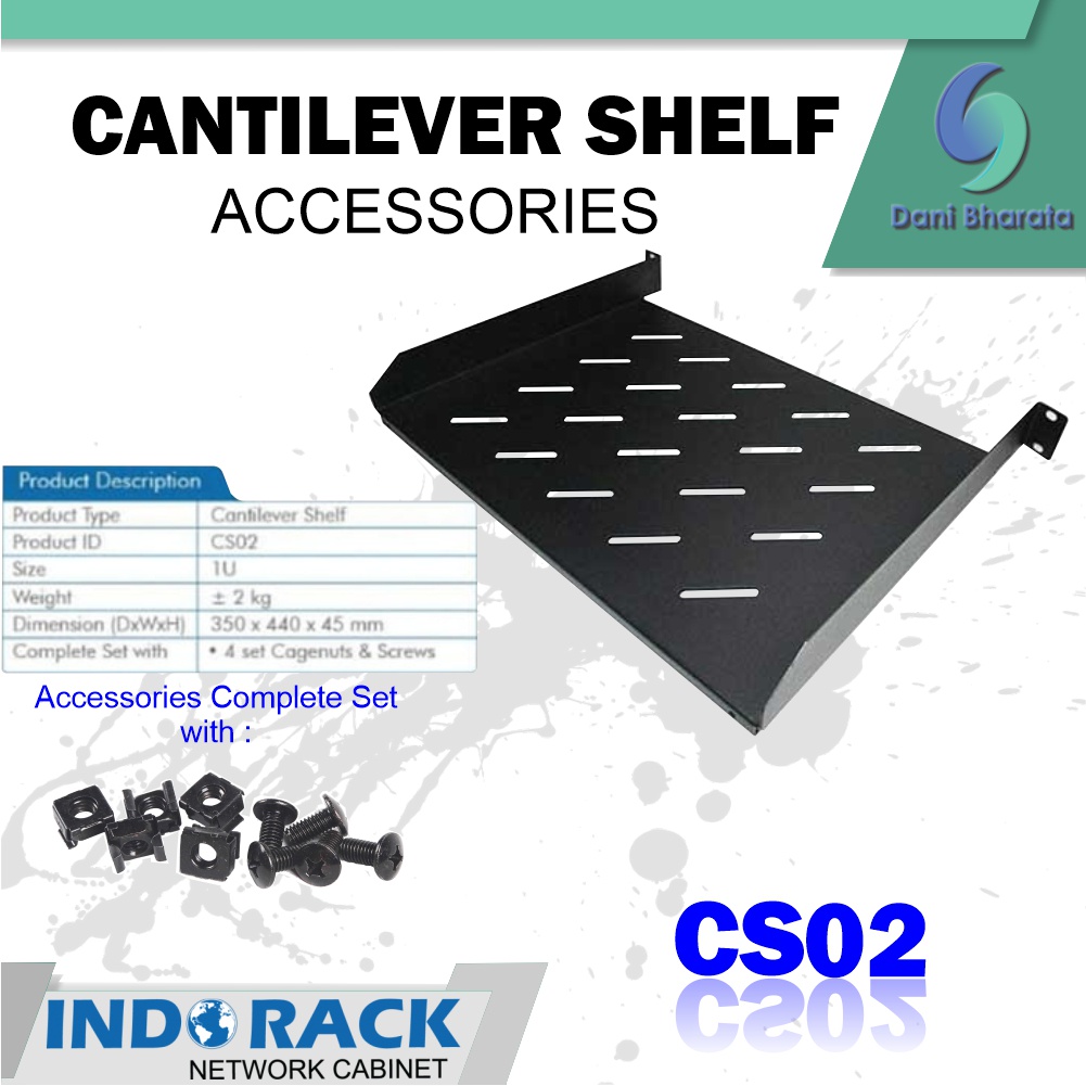 Indorack Accessories Cantilever Shelf 1U Depth 350mm