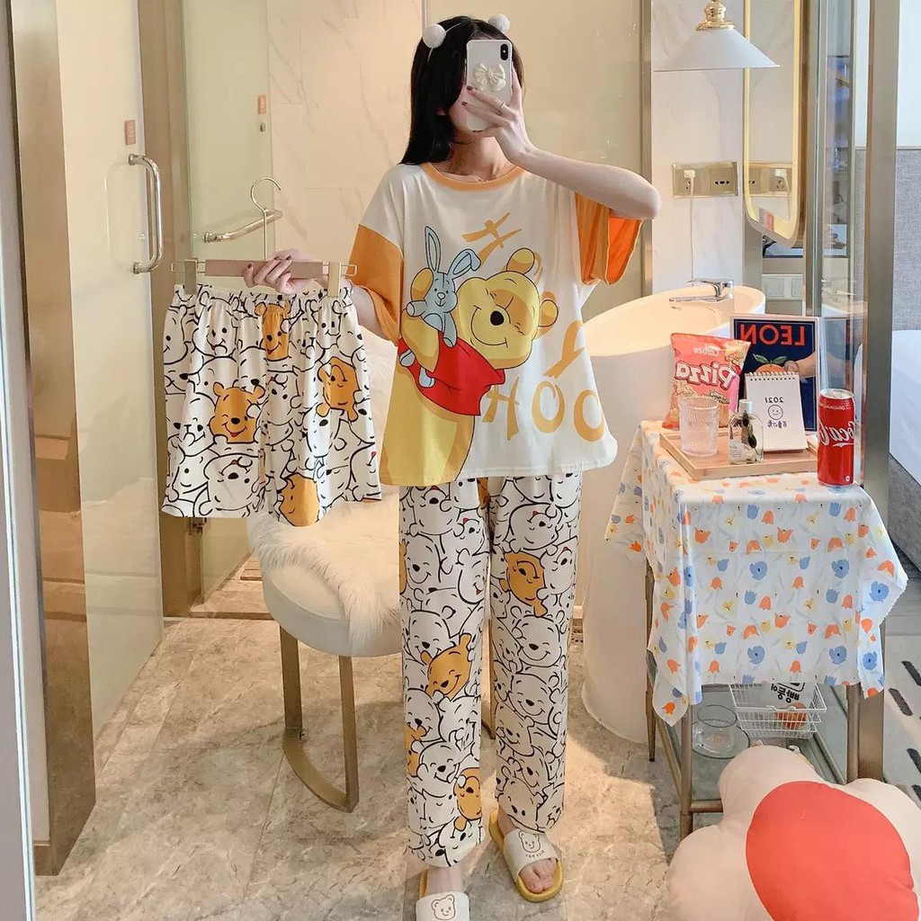 HUES.ID Piyama 3 in 1 | Piyama Lengan Pendek | Baju Tidur Impor | Baju Tidur 3in1 4045