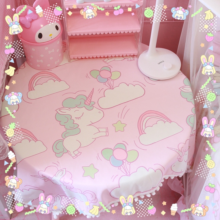 Girl Heart Princess Bedroom Decoration Unicorn Fur Ball Side Tablecloth Bedside Table Cloth Makeup T Shopee Indonesia