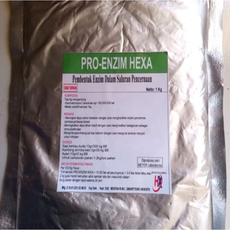 PRO - ENZIM HEXA, probiotik pengurai serat kasar untuk hewan