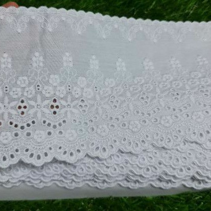 RENDA KATUN JEPANG K6 PUTIH BERSIH KUALITAS PREMIUM 12cm perROLL UTUH