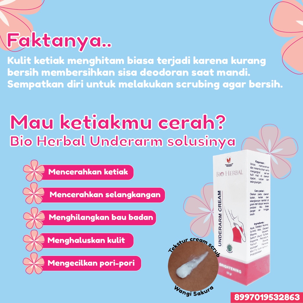 BIO HERBAL Pemutih ketiak BPOM UNDERARM CREAM BRIGHTENING 50GR Penghilang Bau Tidak Sedap