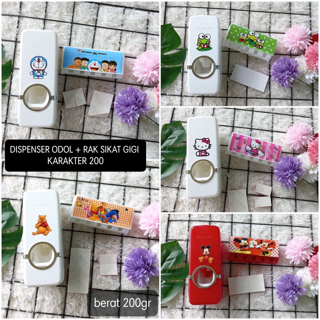DISPENSER ODOL + RAK SIKAT GIGI DORAEMON / DISPENSER ODOL + RAK SIKAT HELLOKITTY / DISPENSER ODOL + 