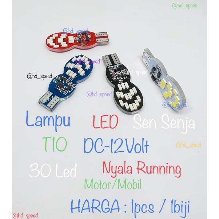 (GQ) Lampu LED Sen Senja T10 30Led Running Motor Mobil DC 12Volt New Lampu Led Senja
