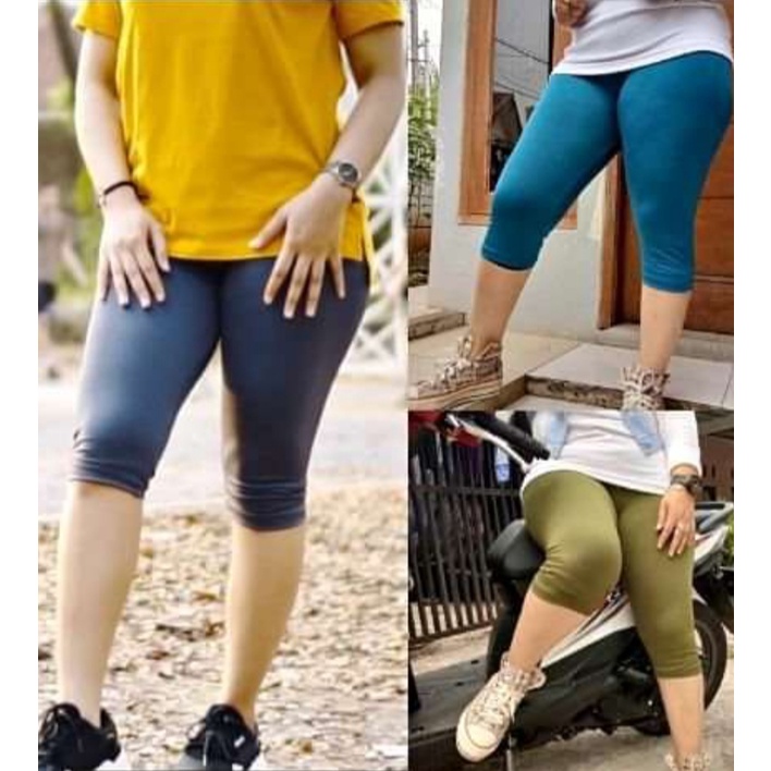 LEGGING pendek 7/8 stdr&amp;jumbo spandek licin adem lembut elastis &amp; TEBAL