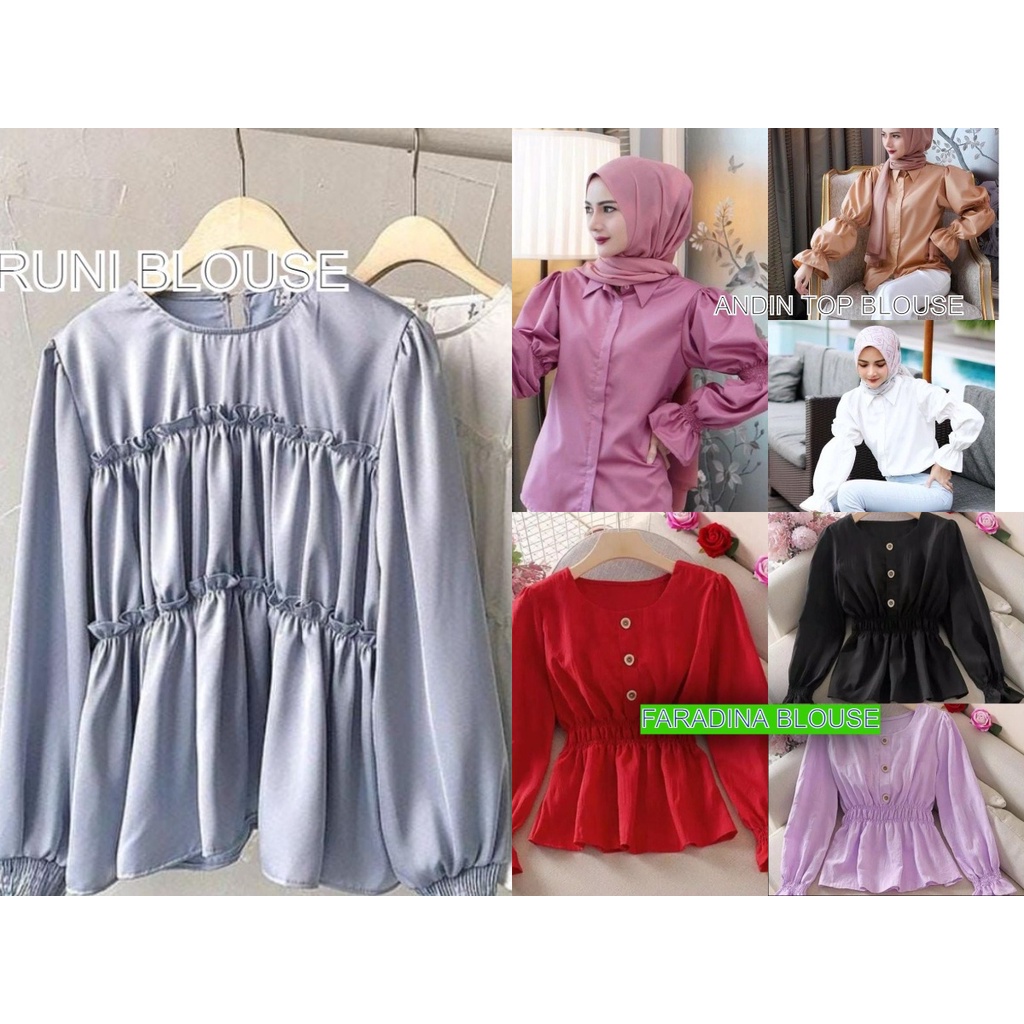 Dinara top - ANDIN ALDEBARAN REGINA TOP BLOUSE FULL KANCING LENGAN KERUT / LENGAN BALON / LENGAN TEROMPET